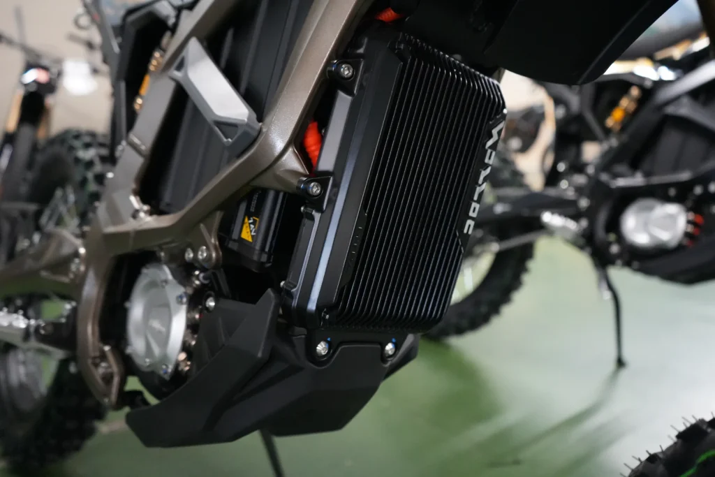 Surron Ultra Bee HP underside showing the motor and battery housing