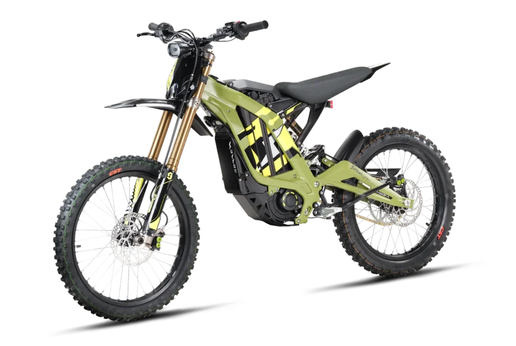Surron Light Bee X in green with fast charger